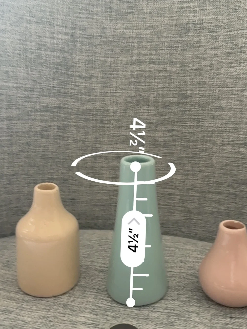 Set of 3 Ceramic Bud Vases in Pastel Blue, Pink & Beige
